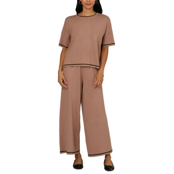 NWT Adrianna Papell Women's Lightweight Sweater Set, Light Brown - Picture 2 of 7